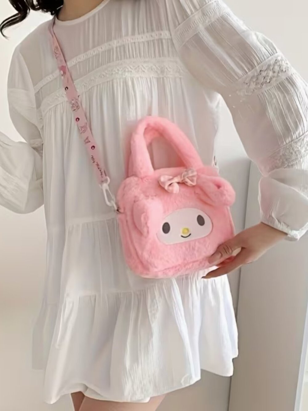 Sanrio Pink Plush My Melody Kids Backpack with Bow Accent